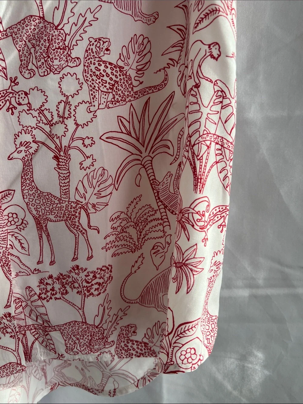 Jane and Delancey Cream Button-Front Shirt with Red Animal Print - Picture 7 of 16
